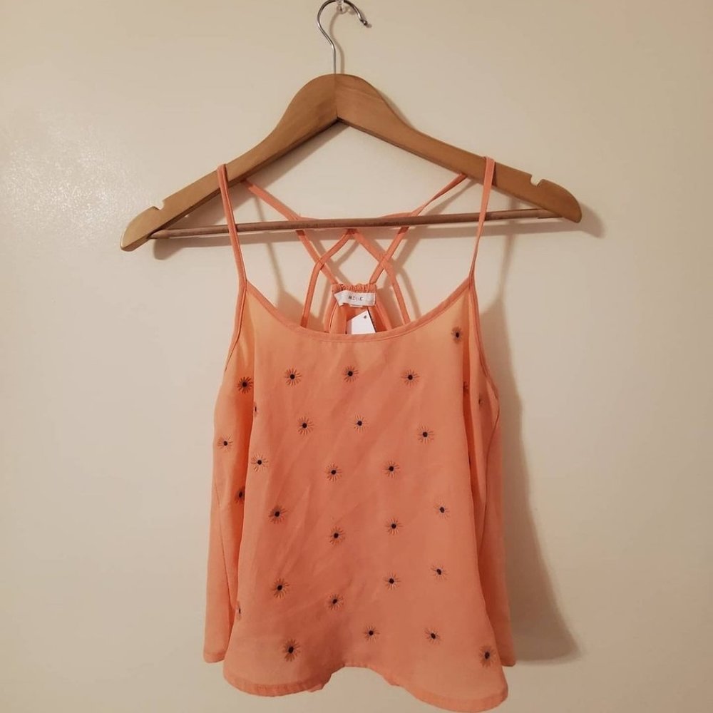 Light Top by MINE Flowers Pink Beige String